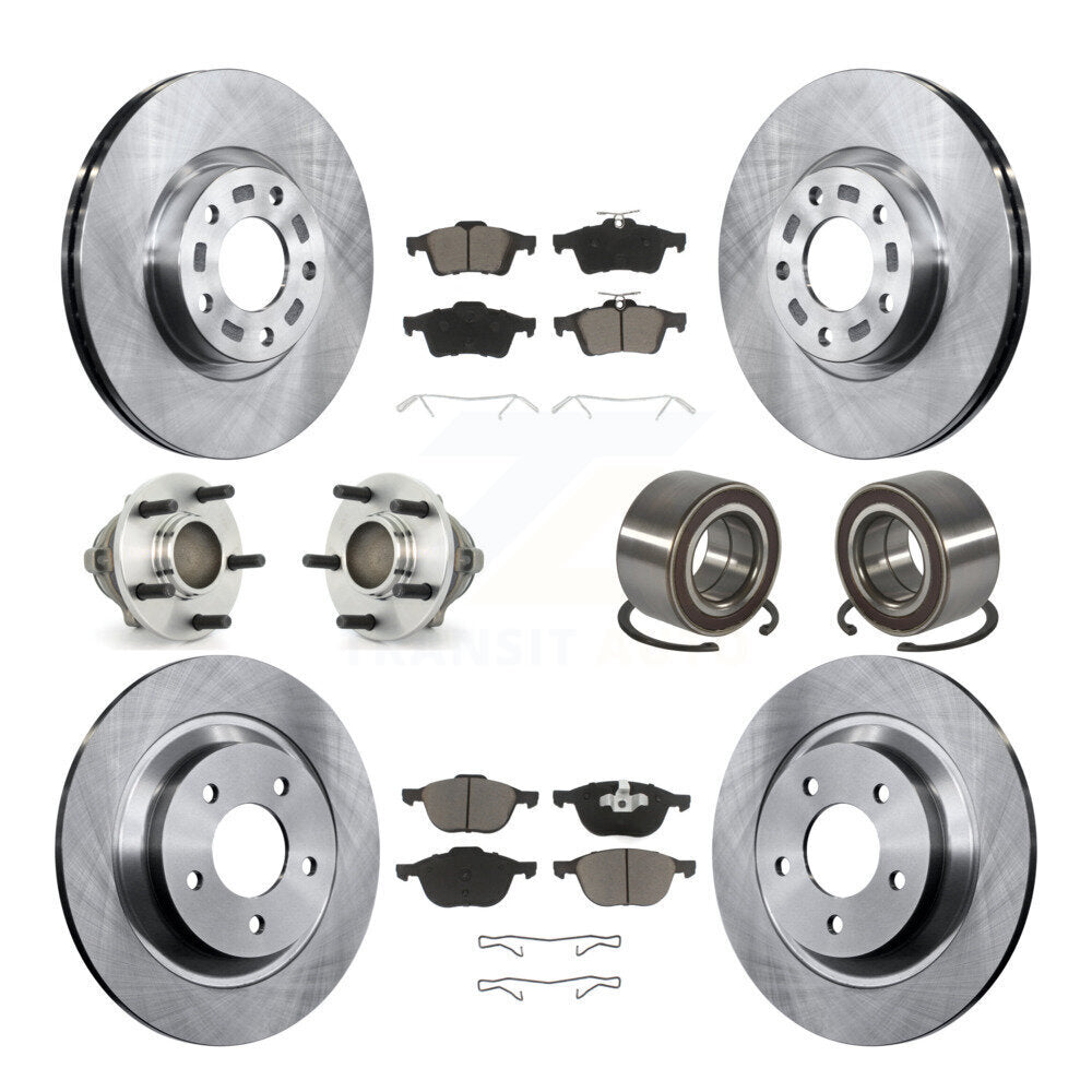 Kit de rotors de frein à disque et de plaquettes en céramique, roulement de moyeu avant et arrière (10 pièces) pour Mazda