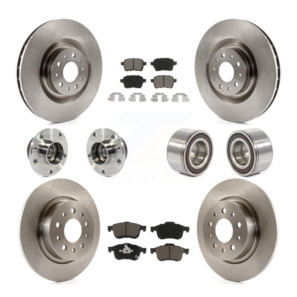 Kit de rotor et de plaquettes de frein à disque, roulement de moyeu avant et arrière (10 pièces) pour Fiat 500 2014 – 2018
