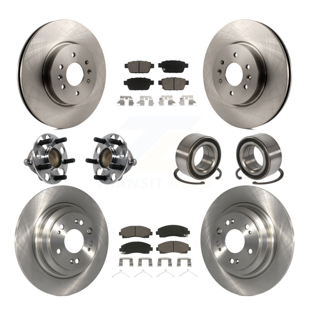 Kit de rotor de frein à disque et de plaquettes en céramique, roulement de moyeu avant et arrière (10 pièces) pour Acura T