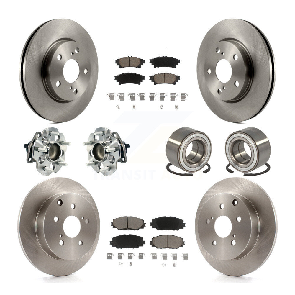 Kit de rotor et de plaquettes de frein, roulement de moyeu avant et arrière (10 pièces) pour Toyota Prius 2017 – 2018