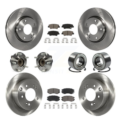 Kit de rotors et plaquettes de frein à disque, roulement de moyeu avant et arrière (10 pièces) pour Kia Sou 2012 – 2013