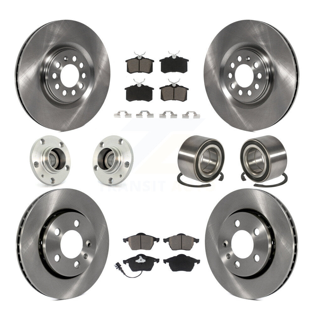 Kit de rotors et plaquettes de frein avec roulement de moyeu avant et arrière (10 pièces) pour Volkswagen Golf Audi T