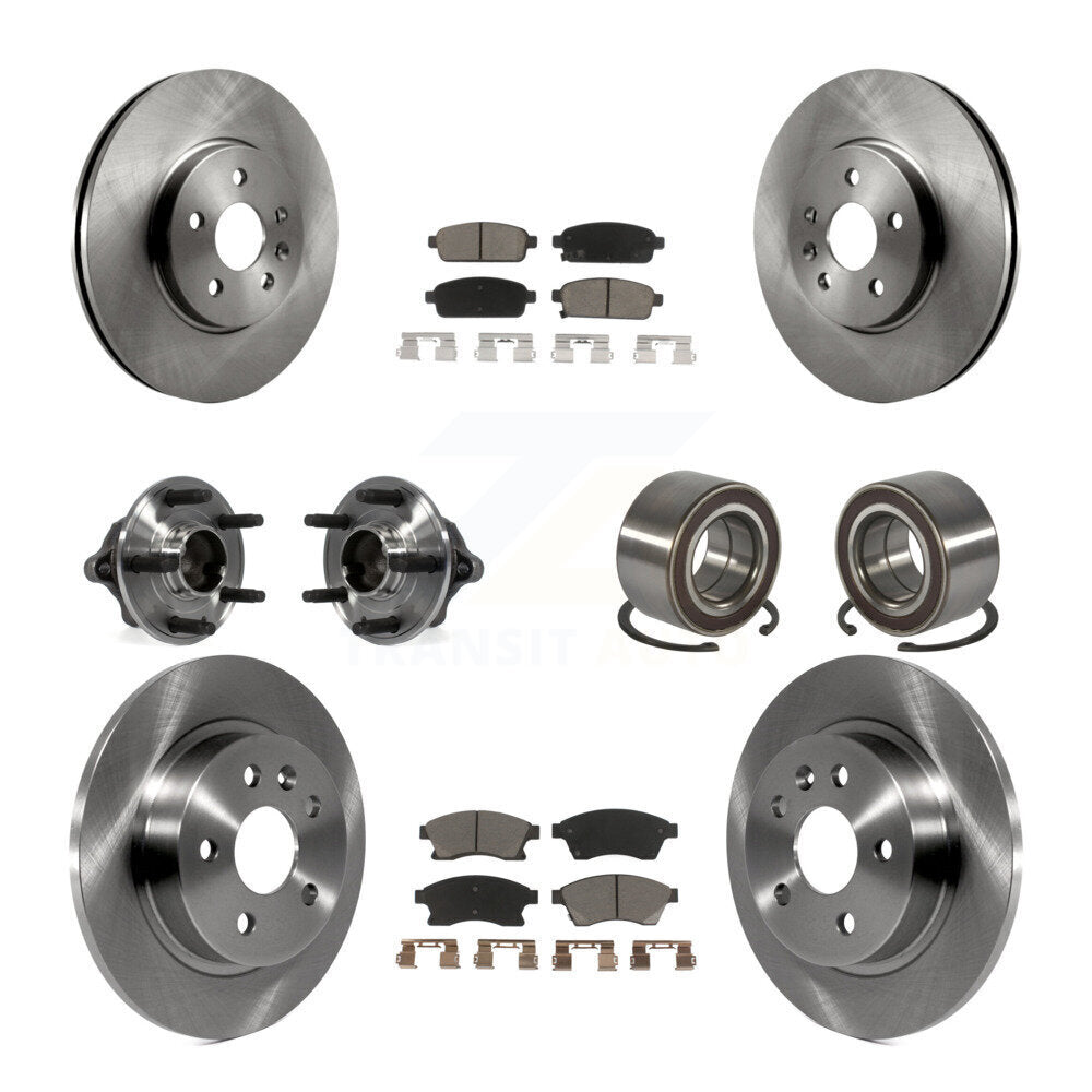 Kit de rotor et de plaquettes de frein avec roulement de moyeu avant et arrière (10 pièces) pour Chevrolet Sonic R 13-14