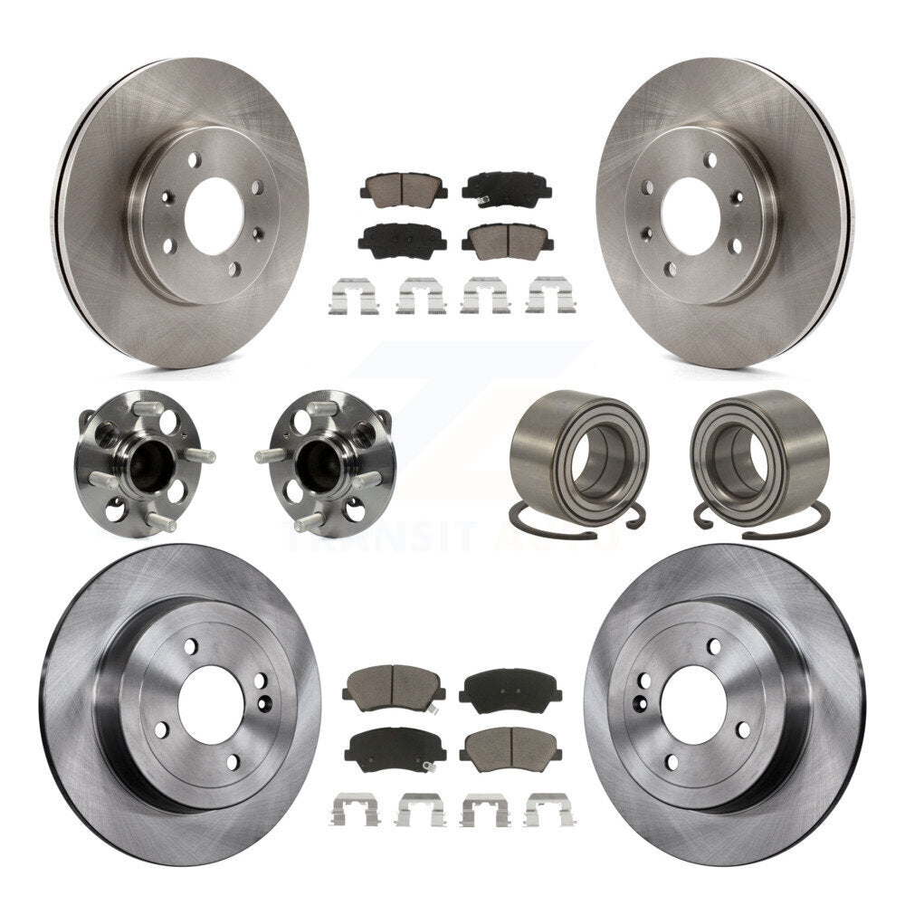 Kit de rotor et de plaquettes de frein, roulement de moyeu avant et arrière (10 pièces) pour Hyundai Accen 2012 – 2017