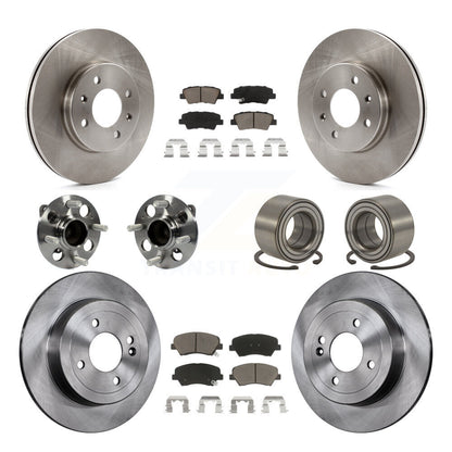 Kit de rotor et de plaquettes de frein, roulement de moyeu avant et arrière (10 pièces) pour Hyundai Accen 2012 – 2017