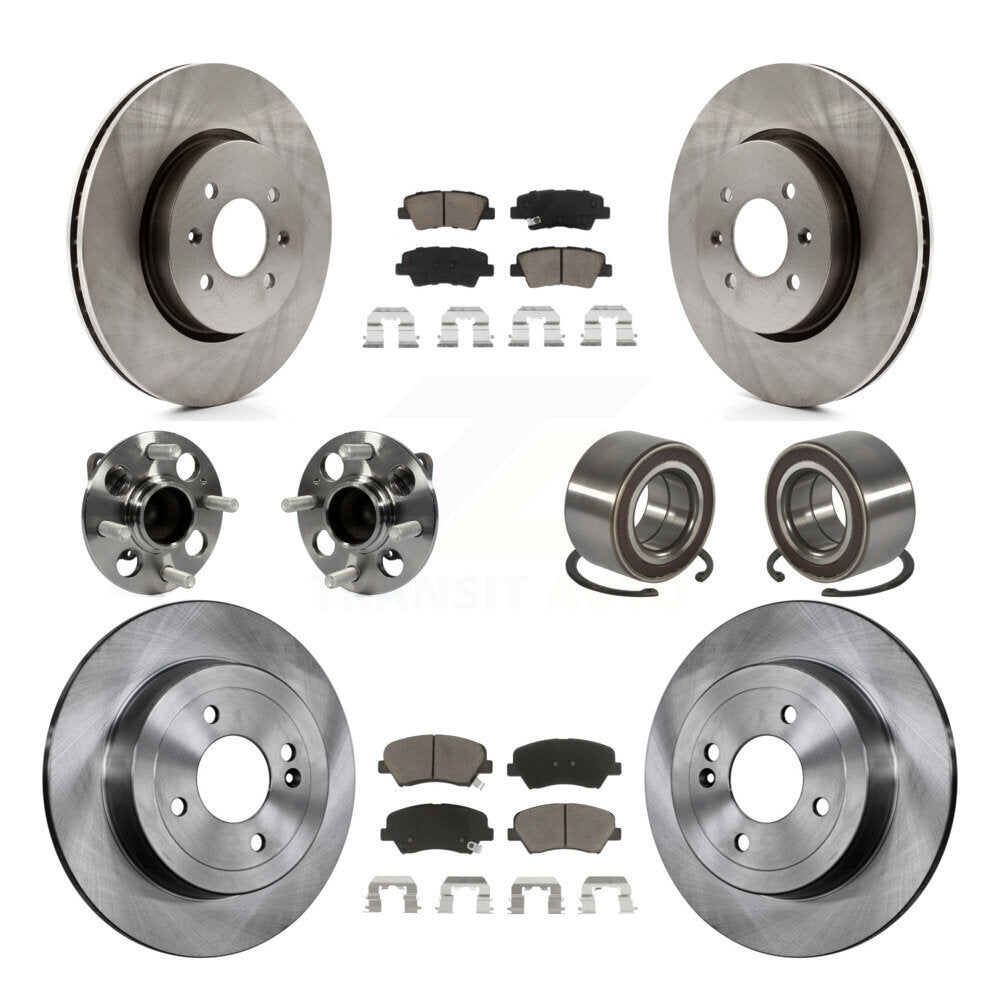 Kit de rotors de frein à disque et de plaquettes en céramique, roulement de moyeu avant et arrière (10 pièces) pour Kia Ri