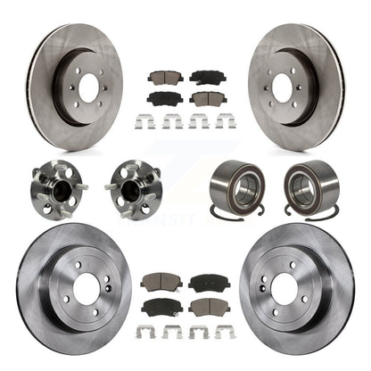 Kit de rotors de frein à disque et de plaquettes en céramique, roulement de moyeu avant et arrière (10 pièces) pour Kia Ri