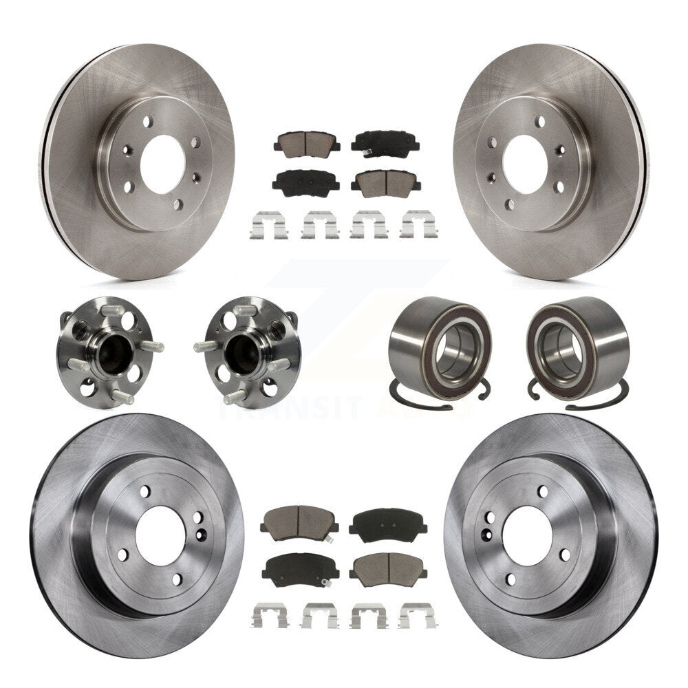 Kit de rotors de frein à disque et de plaquettes en céramique, roulement de moyeu avant et arrière (10 pièces) pour Kia Ri