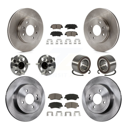 Kit de rotors de frein à disque et de plaquettes en céramique, roulement de moyeu avant et arrière (10 pièces) pour Kia Ri