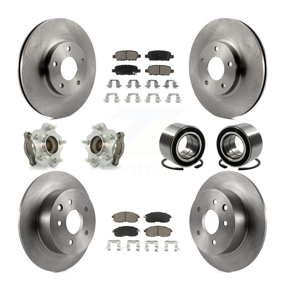 Kit de rotors et plaquettes de frein à disque, roulements de moyeu avant et arrière (10 pièces) pour Nissan Altima