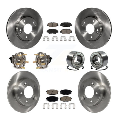 Kit de rotors et plaquettes de frein à disque, roulement de moyeu avant et arrière (10 pièces) pour Kia Sou 2014 – 2016