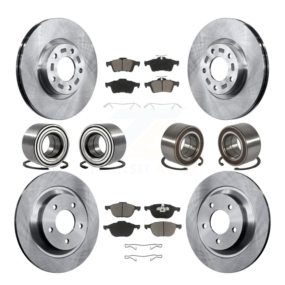Kit de rotor de frein à disque et de plaquettes en céramique, roulement de roue avant et arrière (10 pièces) pour Mazda