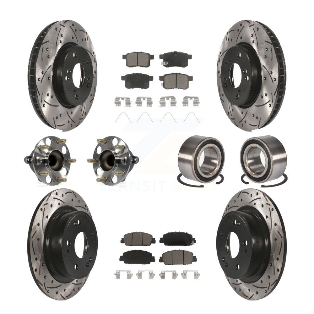 Kit de rotor et de plaquettes de frein à disque revêtus de roulement de moyeu avant et arrière (10 pièces) pour Honda Accor