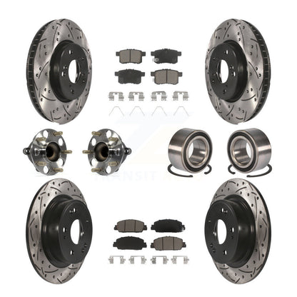 Kit de rotor et de plaquettes de frein à disque revêtus de roulement de moyeu avant et arrière (10 pièces) pour Honda Accor