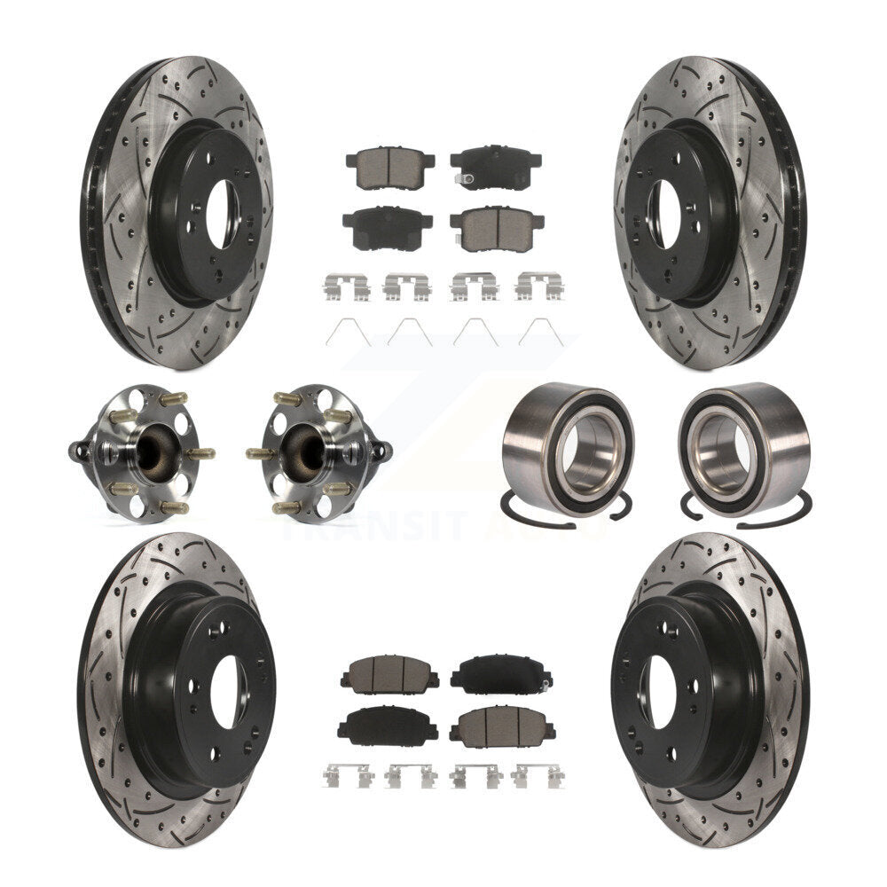 Kit de rotor et de plaquettes de frein à disque revêtus de roulement de moyeu avant et arrière (10 pièces) pour Honda Accor