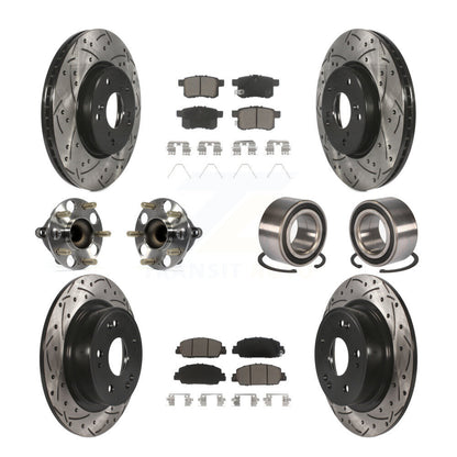 Kit de rotor et de plaquettes de frein à disque revêtus de roulement de moyeu avant et arrière (10 pièces) pour Honda Accor