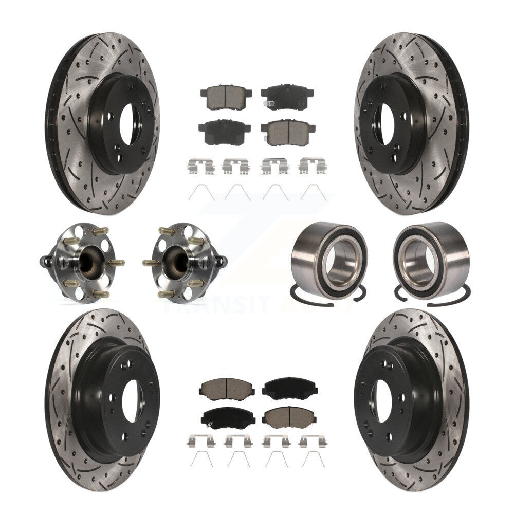 Kit de rotor et de plaquettes de frein à disque revêtus de roulement de moyeu avant et arrière (10 pièces) pour Honda Accor