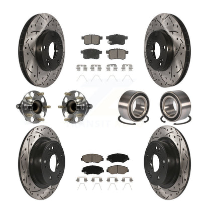 Kit de rotor et de plaquettes de frein à disque revêtus de roulement de moyeu avant et arrière (10 pièces) pour Honda Accor