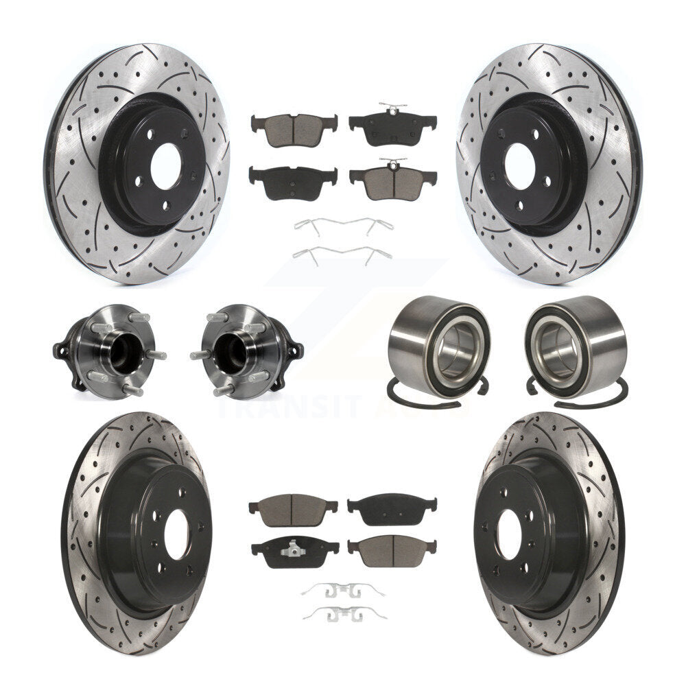 Kit de rotors et plaquettes de frein à disque revêtus de roulement de moyeu avant et arrière (10 pièces) pour Lincoln MK