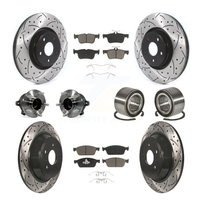 Kit de rotors et plaquettes de frein à disque revêtus de roulement de moyeu avant et arrière (10 pièces) pour Lincoln MK