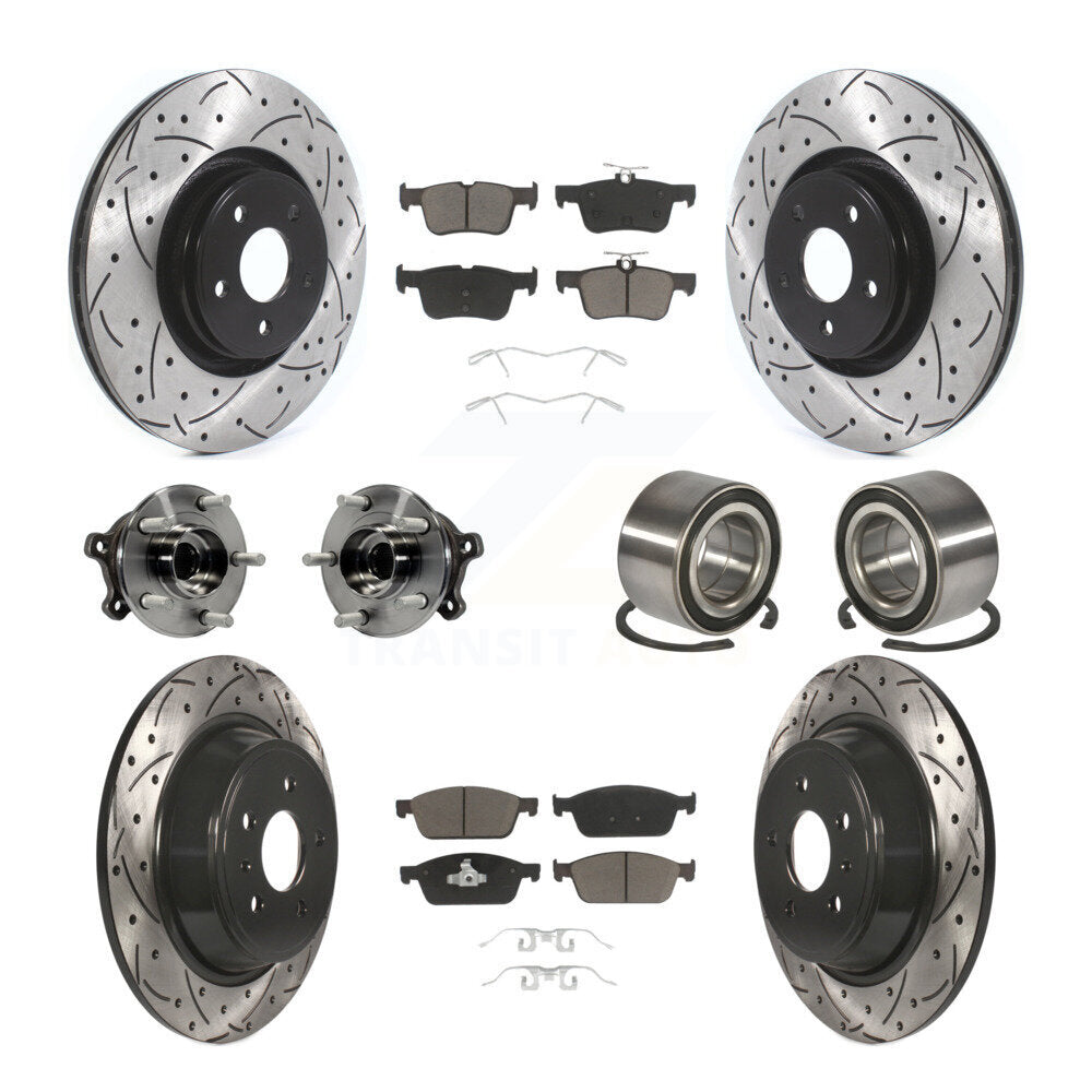 Kit de rotors et plaquettes de frein à disque revêtus de roulement de moyeu avant et arrière (10 pièces) pour Lincoln MK
