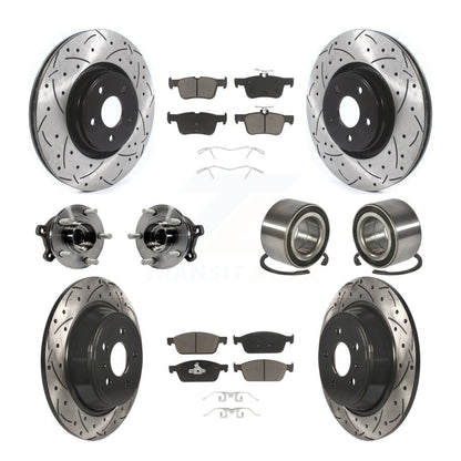 Kit de rotors et plaquettes de frein à disque revêtus de roulement de moyeu avant et arrière (10 pièces) pour Lincoln MK