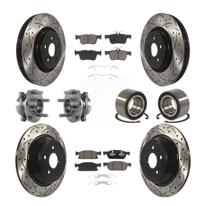 Kit de plaquettes de rotor de frein enduites de roulement de moyeu avant et arrière (10 pièces) pour Ford Edge AW 2015