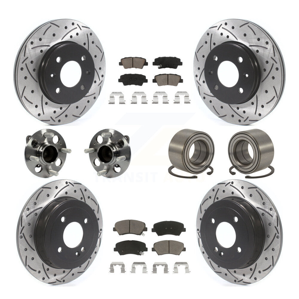 Kit de plaquettes de rotor de frein, roulement de moyeu avant et arrière (10 pièces) pour Hyundai Accen 12-17