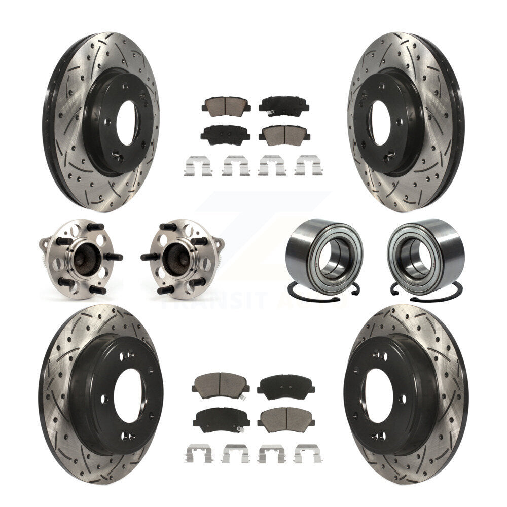 Kit de plaquettes de rotor de frein enduites de roulement de moyeu avant et arrière (10 pièces) pour Hyundai Elantra G
