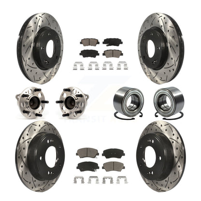 Kit de plaquettes de rotor de frein enduites de roulement de moyeu avant et arrière (10 pièces) pour Hyundai Elantra G