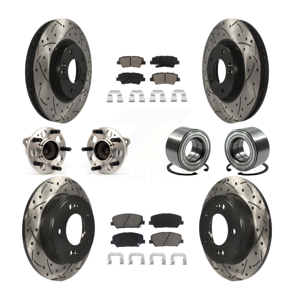 Kit de rotors et plaquettes de frein revêtus de roulement de moyeu avant et arrière (10 pièces) pour Hyundai Veloste