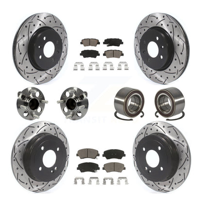 Kit de rotors et plaquettes de frein à disque revêtus de roulements de moyeu avant et arrière (10 pièces) pour Kia Ri
