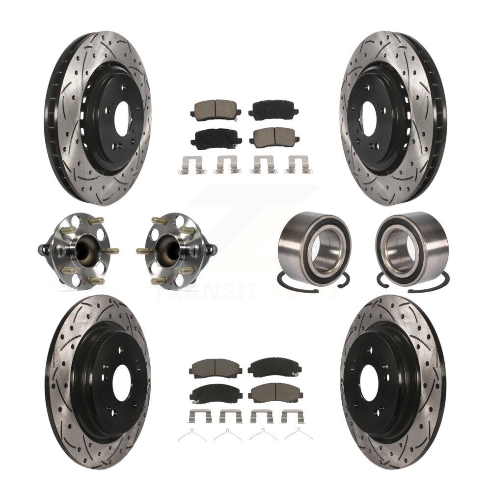 Kit de plaquettes de rotor de frein revêtues de roulement de moyeu avant et arrière (10 pièces) pour Acura TLX FW 15-20