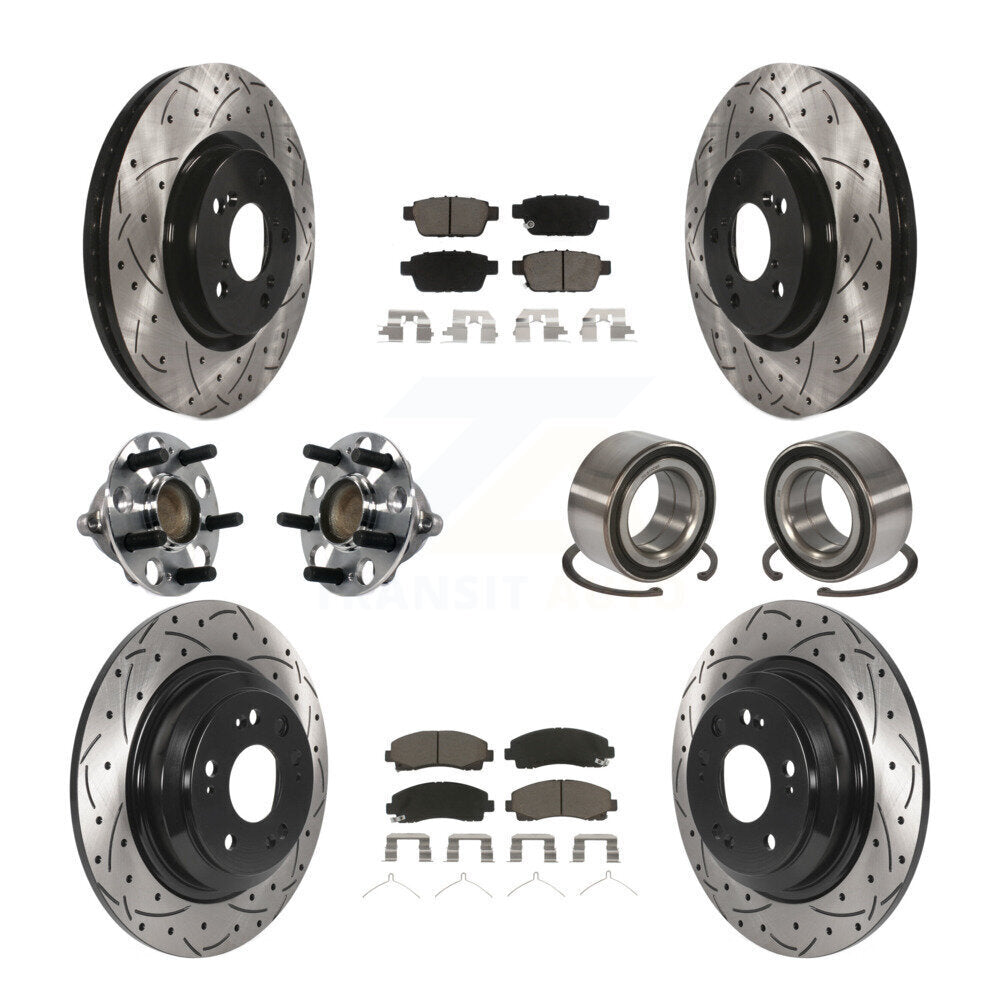 Kit de rotors et plaquettes de frein à disque revêtus de roulement de moyeu avant et arrière (10 pièces) pour Acura T