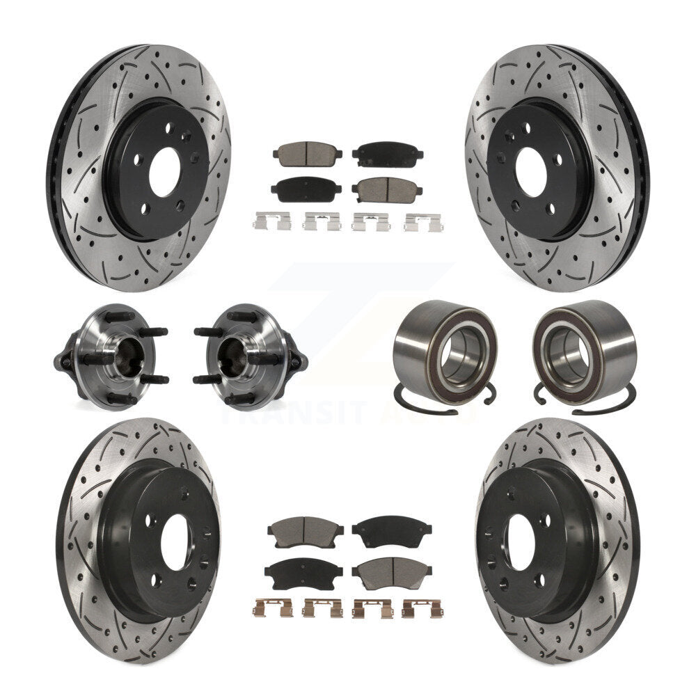 Kit de plaquettes de rotor de frein enduites de roulement de moyeu avant et arrière (10 pièces) pour Chevrolet Sonic R