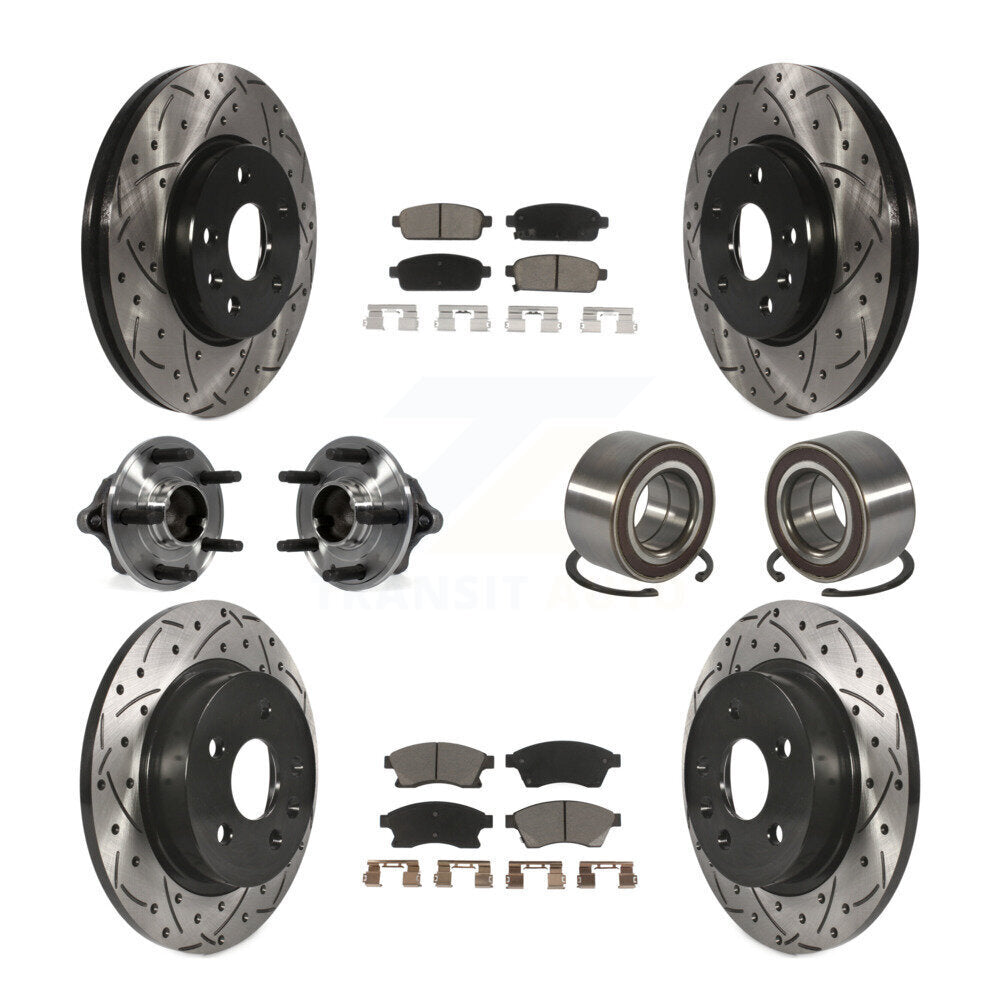 Kit de rotor et de plaquettes de frein revêtus de roulement de moyeu avant et arrière (10 pièces) pour Chevrolet Soni
