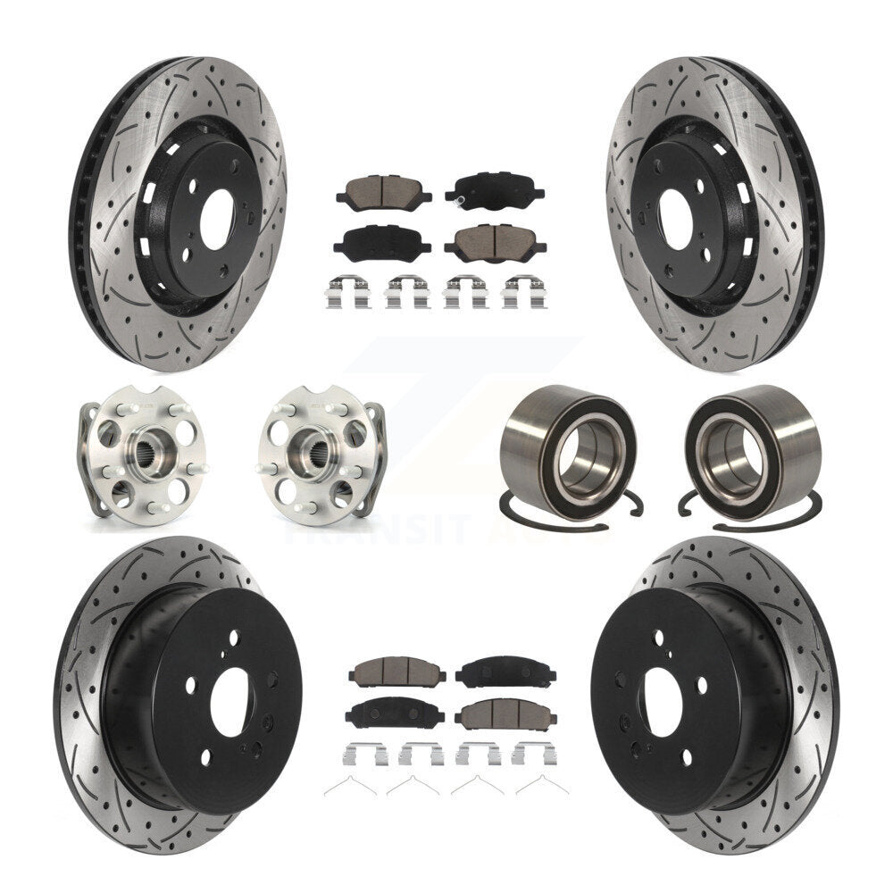 Kit de rotors et plaquettes de frein revêtus de roulement de moyeu avant et arrière (10 pièces) pour Toyota Venza AW