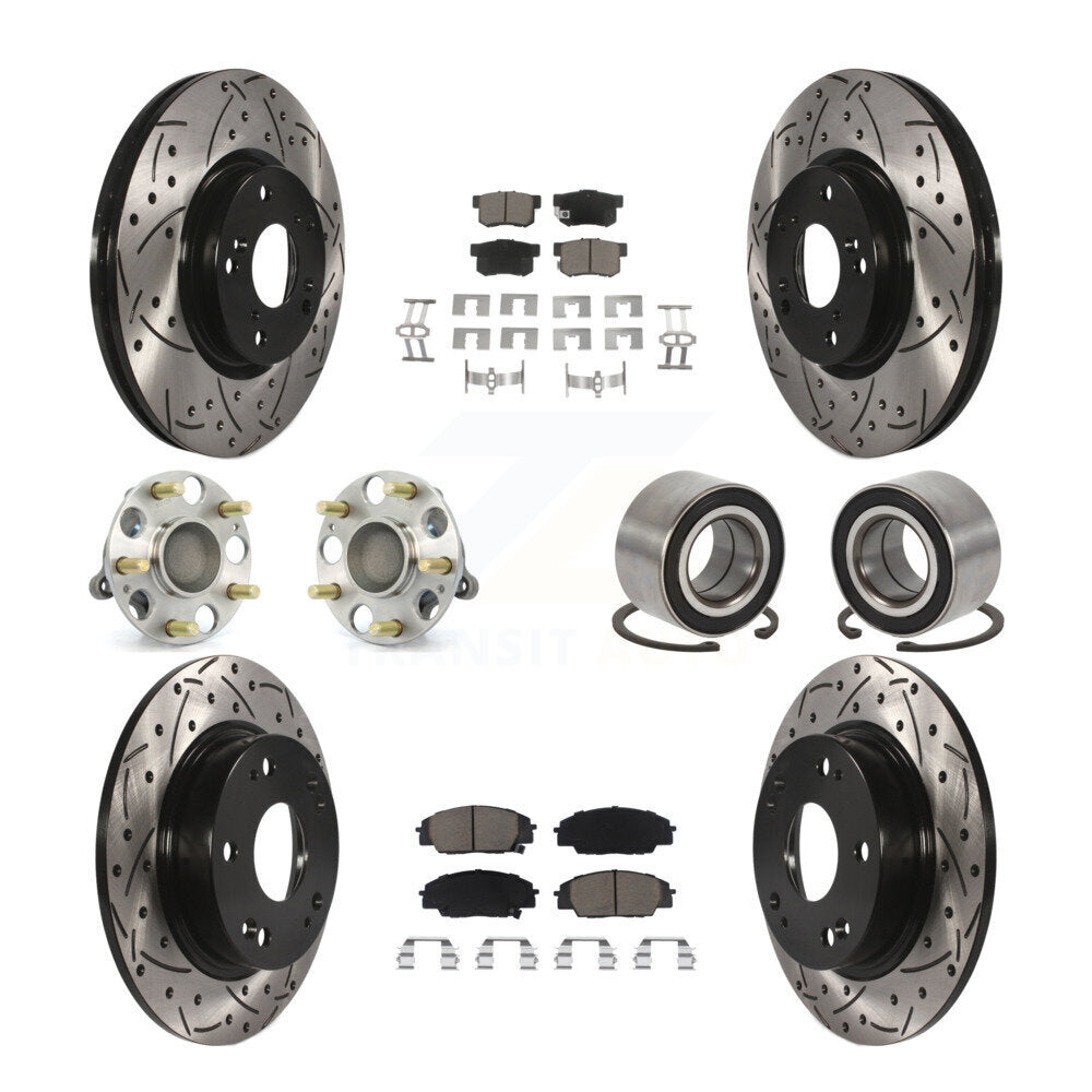 Kit de plaquettes de Rotor de frein, roulement de moyeu avant et arrière (10 pièces) pour Honda Civic Acura CS