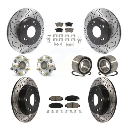 Kit de rotors et plaquettes de frein à disque revêtus de roulement de moyeu avant et arrière (10 pièces) pour Honda Civi