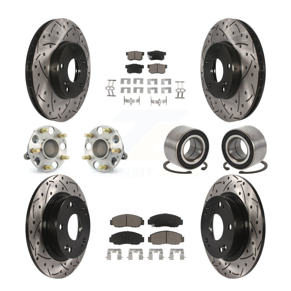 Kit de rotors et plaquettes de frein à disque revêtus de roulement de moyeu avant et arrière (10 pièces) pour Acura CS