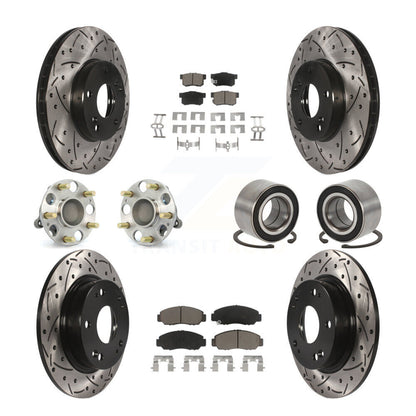 Kit de rotors et plaquettes de frein à disque revêtus de roulement de moyeu avant et arrière (10 pièces) pour Acura CS