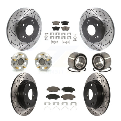 Kit de rotors et plaquettes de frein à disque revêtus de roulement de moyeu avant et arrière (10 pièces) pour Honda Civi