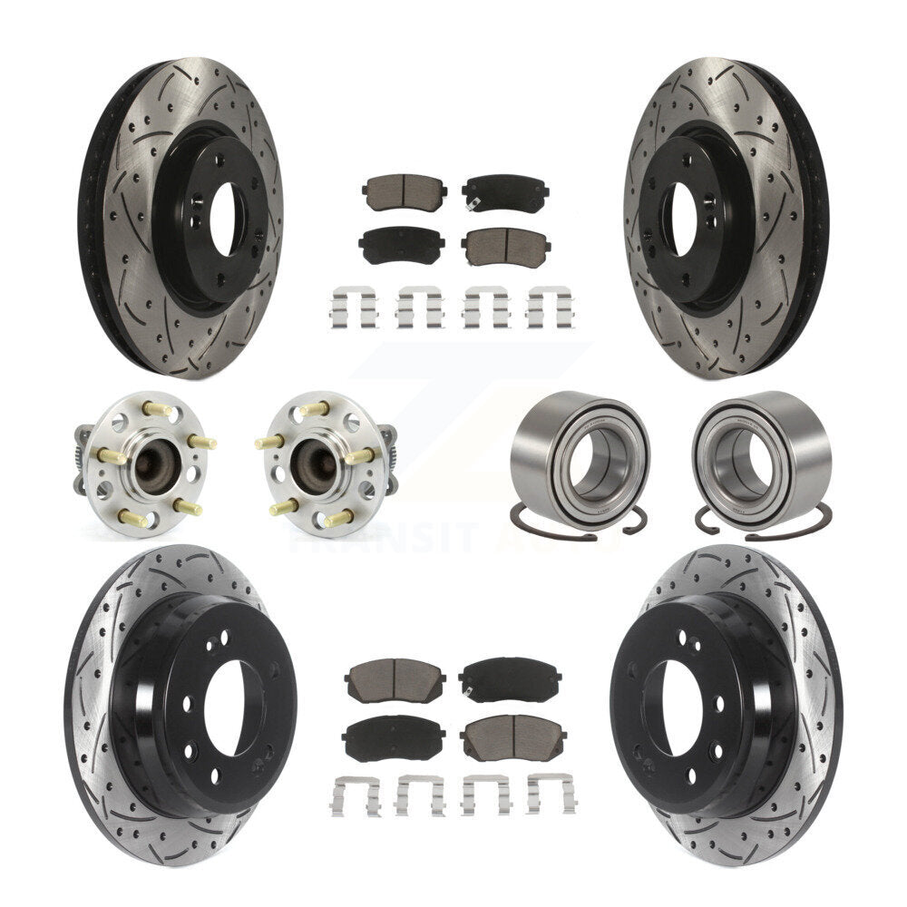 Kit de plaquettes de rotor de frein enduites de roulement de moyeu avant et arrière (10 pièces) pour Hyundai Tucson Ki