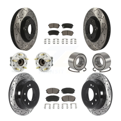 Kit de plaquettes de rotor de frein enduites de roulement de moyeu avant et arrière (10 pièces) pour Hyundai Tucson Ki