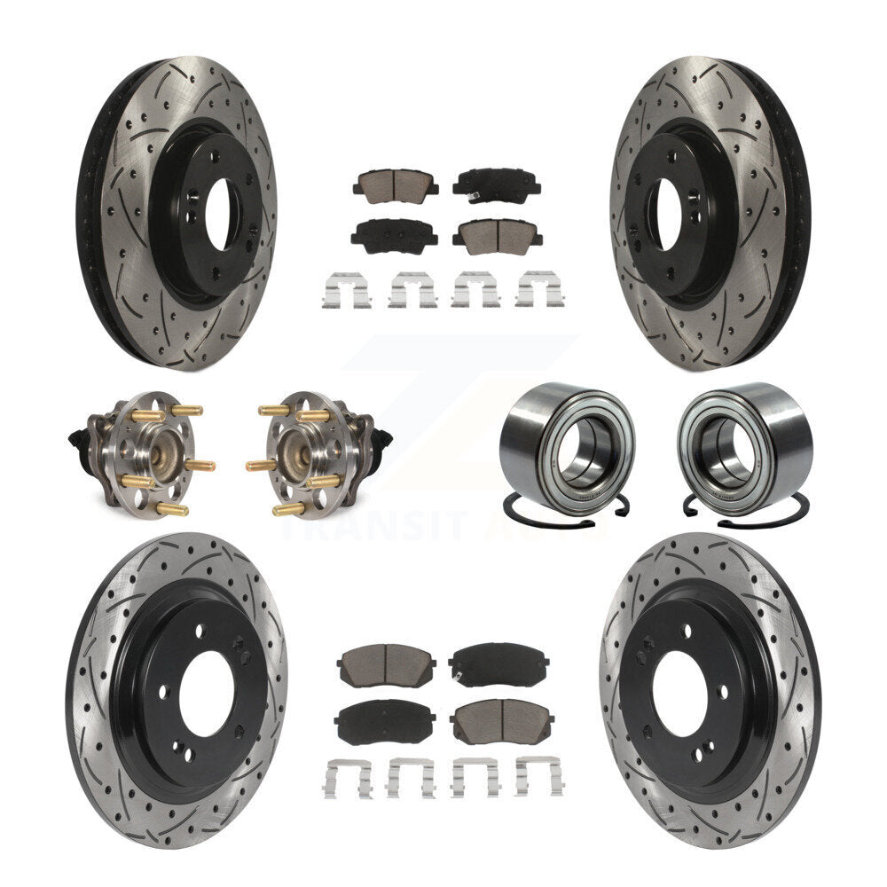 Kit de rotors et plaquettes de frein à disque revêtus de roulement de moyeu avant et arrière (10 pièces) pour Kia Soul E