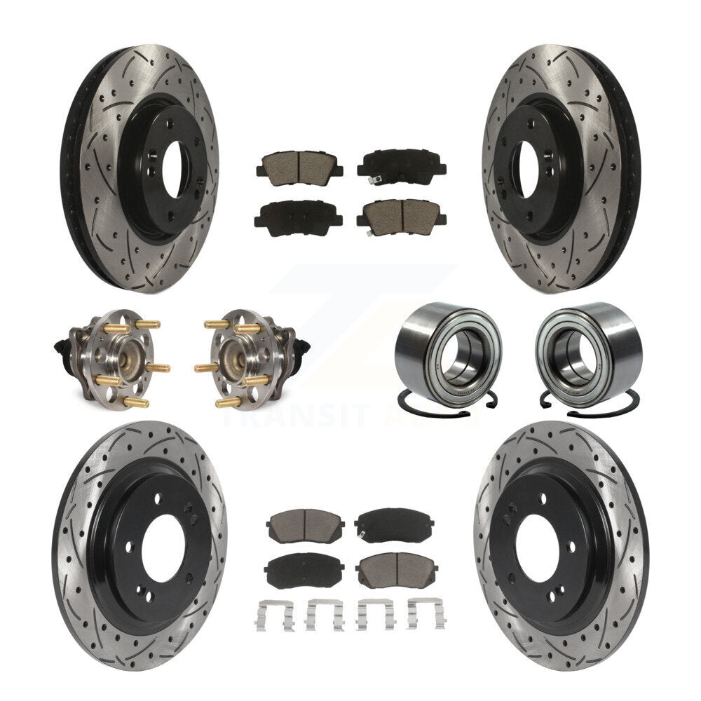 Kit de rotors et plaquettes de frein à disque revêtus de roulement de moyeu avant et arrière (10 pièces) pour Kia Soul E