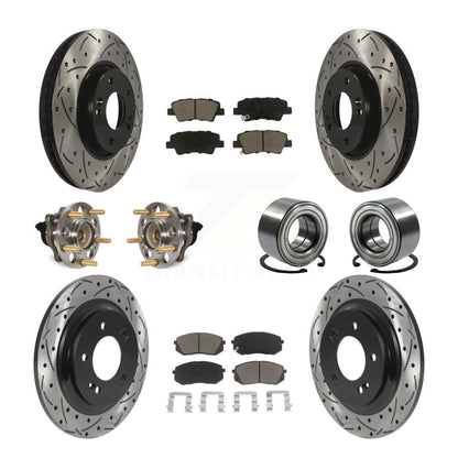 Kit de rotors et plaquettes de frein à disque revêtus de roulement de moyeu avant et arrière (10 pièces) pour Kia Soul E