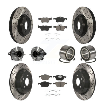 Kit de rotors et plaquettes de frein à disque revêtus de roulement de moyeu avant et arrière (10 pièces) pour Ford Escap