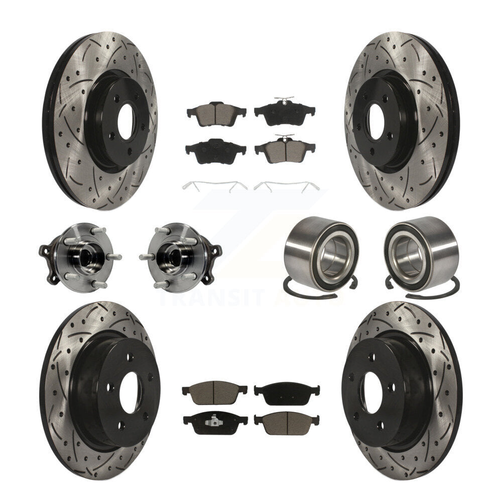 Kit de rotors et plaquettes de frein à disque revêtus de roulement de moyeu avant et arrière (10 pièces) pour Ford Escap