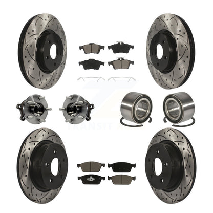 Kit de rotors et plaquettes de frein à disque revêtus de roulement de moyeu avant et arrière (10 pièces) pour Ford Escap